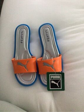 Puma Orange and Blue Slide Sandals